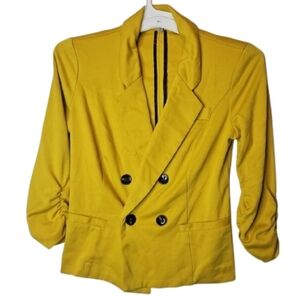 Charlotte Russe Double Breasted Blazer Mustards Yellow 4 Buttons Fashionable XS